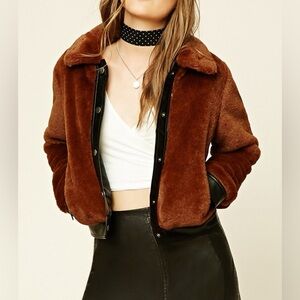 Forever 21 Faux Fur Bomber Jacket, size medium.